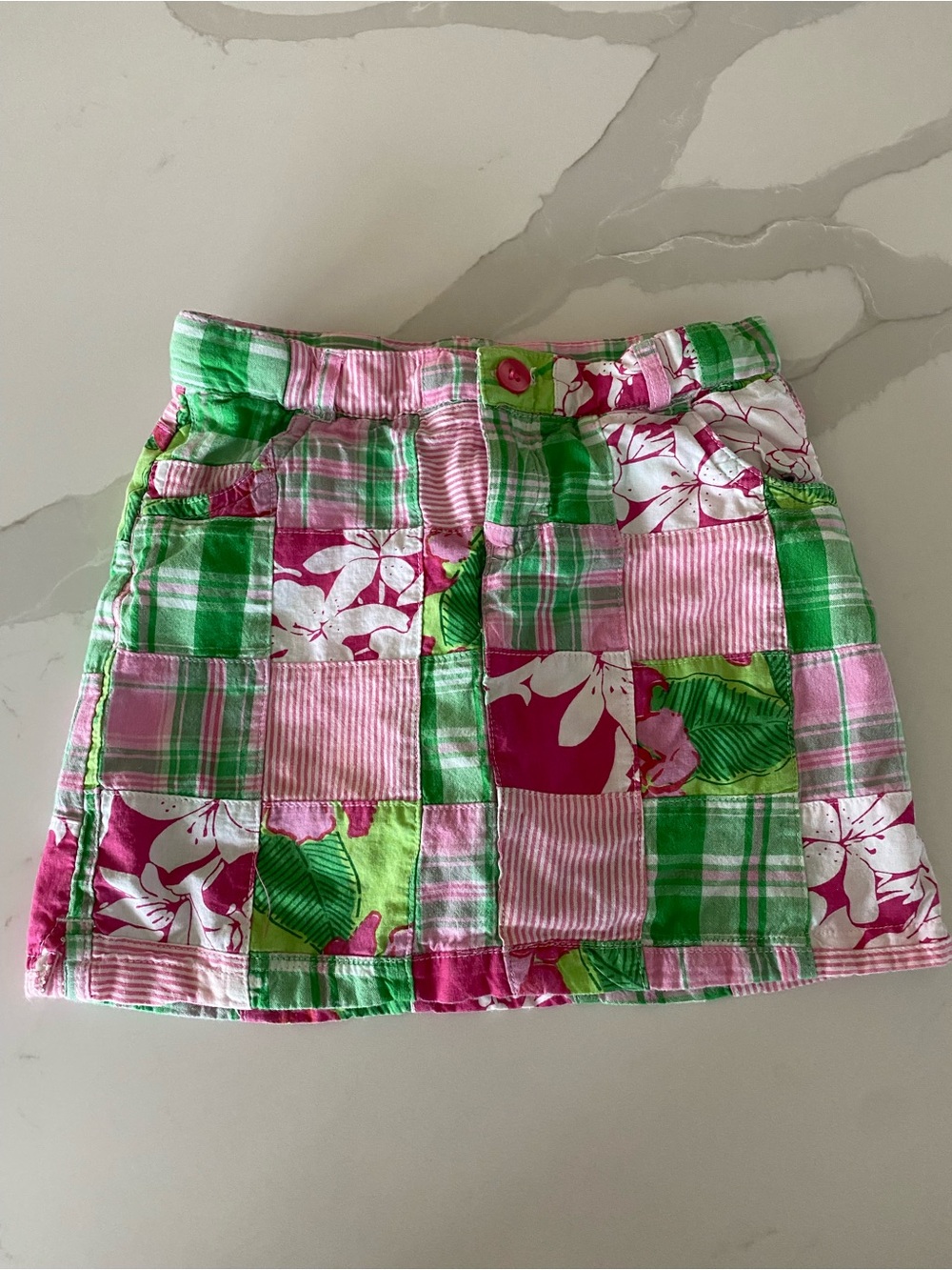 Savannah Girls Patchwork tropical Floral Plaid Skort 100% Cotton Size 5T